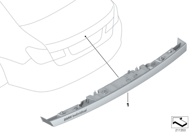 2012 BMW 740i Individual Handle Strip, Rear Lid Diagram