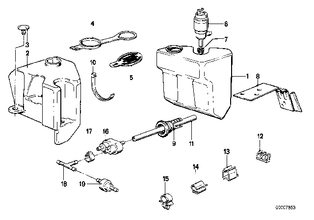 1985 BMW 635CSi Windshield Cleaning (Intensive) Diagram