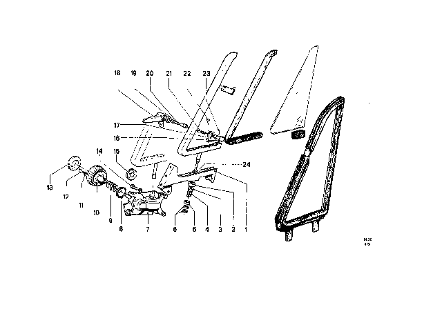 1969 BMW 2000 Glazing Diagram 7