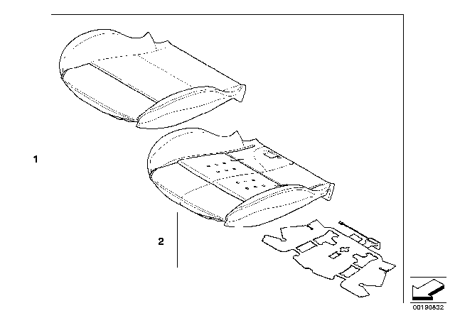 2003 BMW Z4 Seat Upholstery, Leather Diagram for 52107900364