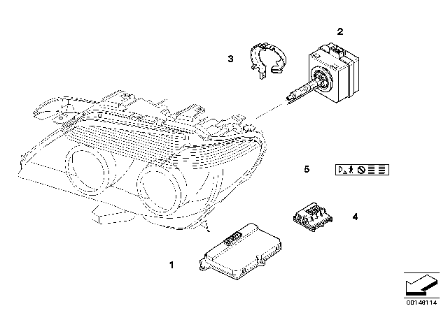 2007 BMW 750Li Headlight, Electronic Parts, Xenon Light Diagram