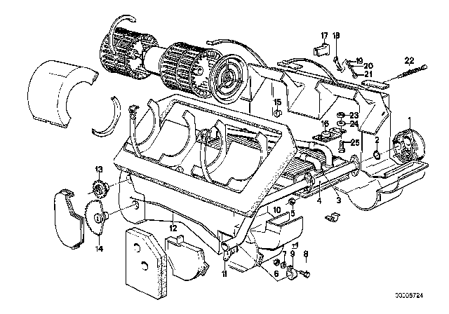 1981 BMW 633CSi Heater Radiator / Mounting Parts Diagram