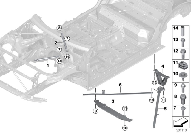 2020 BMW X3 Strut Brace Bulkhead Right Diagram for 51617403886