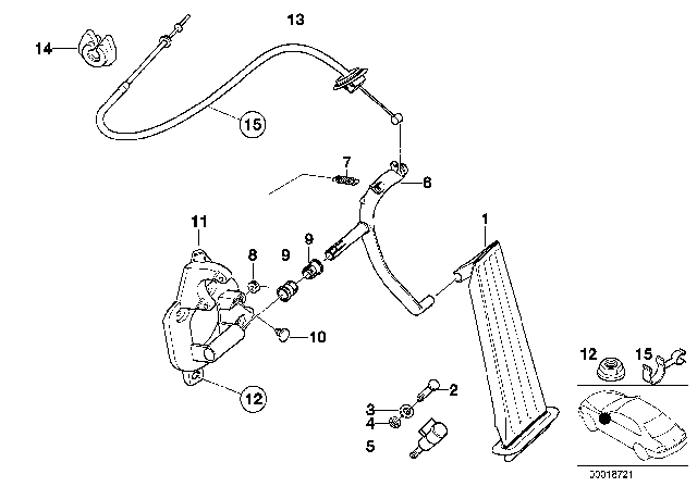 2000 BMW 328i Accelerator Pedal / Bowden Cable Diagram