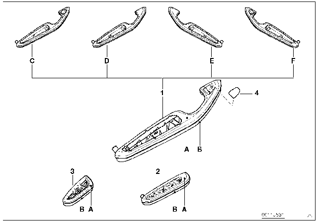 2002 BMW M3 Convertible(E46) Individual Armrest Diagram 1