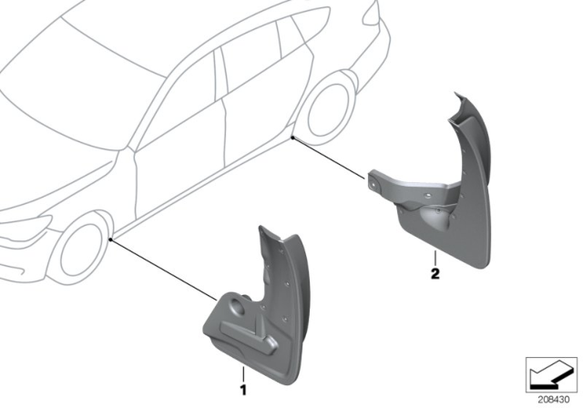 2013 BMW 535i GT Mud Flaps Diagram