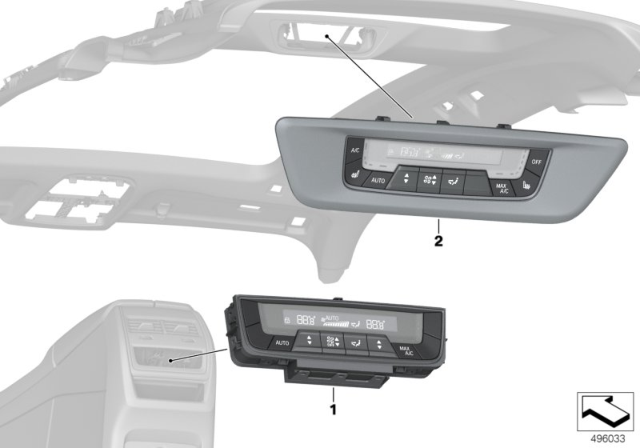 2020 BMW X7 Operating Unit, Automatic Rear - Cabin A/C Diagram