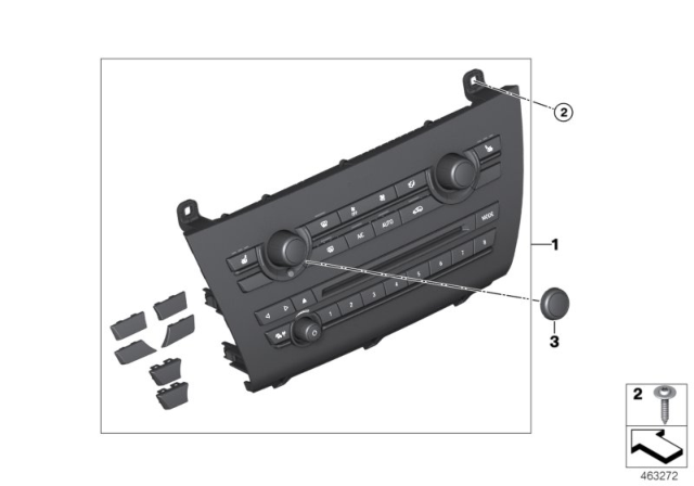 2014 BMW X5 Repair Kit, Radio And A/C Control Panel Diagram for 64119388807