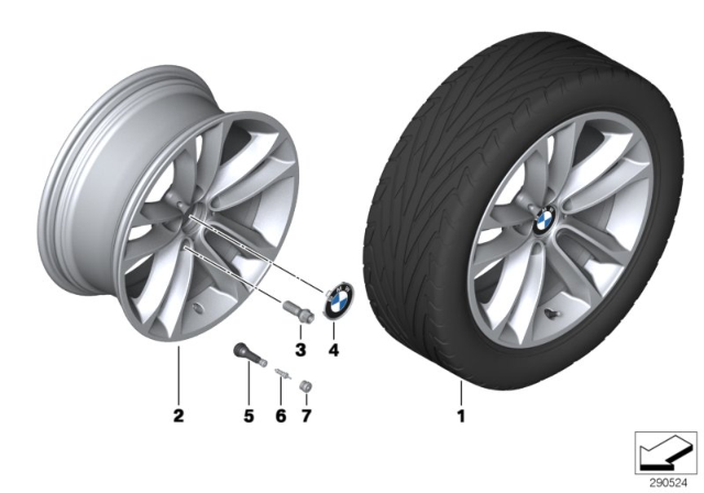 2014 BMW X1 Disc Wheel, Light Alloy, Bright-Turned Diagram for 36116850293