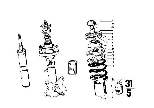 1971 BMW 2002tii Guide Support / Spring Pad / Attaching Parts Diagram