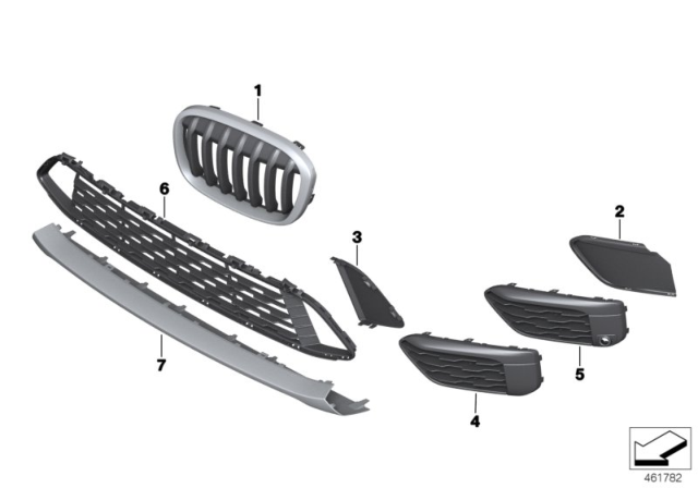 2019 BMW X1 Trim Panel, Trim Elements Diagram