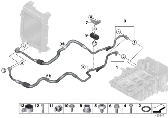 2014 BMW X5 Engine Oil Cooler Pipe Diagram