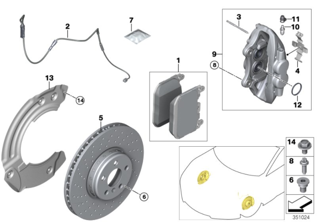 2020 BMW i8 Front Wheel Brake Diagram