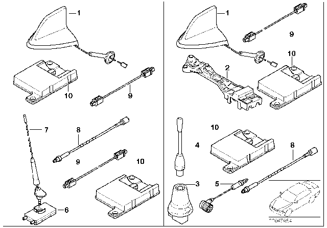 2002 BMW 330Ci Single Parts For Cordless Telephone Antenna Diagram