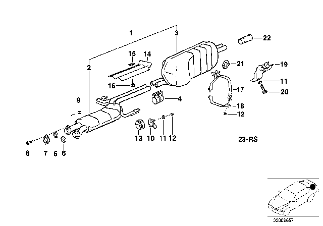 1988 BMW M5 Rear Silencer Diagram