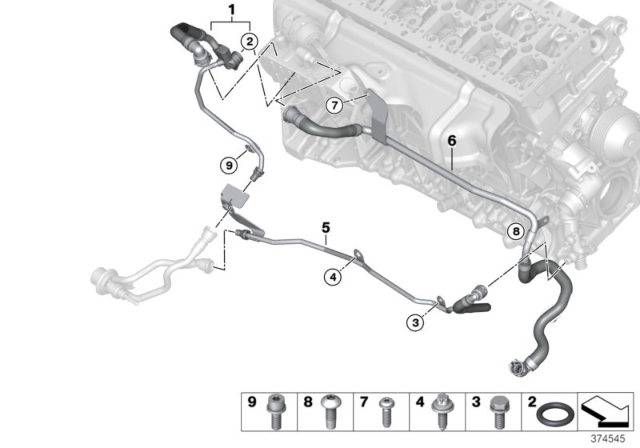 2015 BMW X5 Cooling System - Coolant Hoses, Engine Diagram