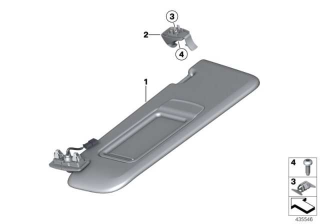 2016 BMW X4 Sun Visors Diagram