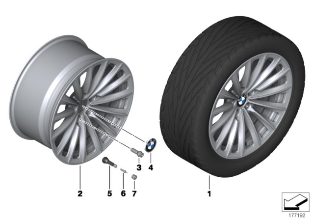 2013 BMW 740Li Alloy Rim, Forged Diagram for 36116775393