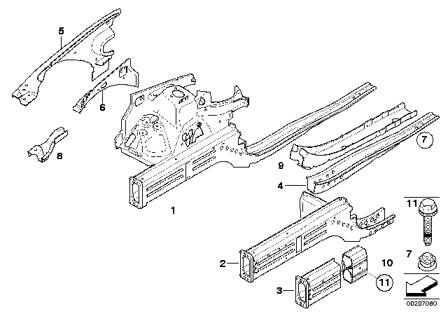 2012 BMW 335i Crash Reinforcement, Right Diagram for 41117135620