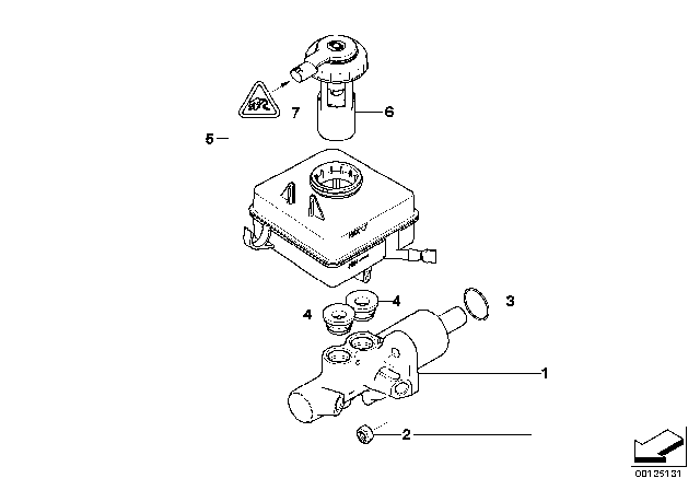 2005 BMW 645Ci Brake Master Cylinder / Expansion Tank Diagram