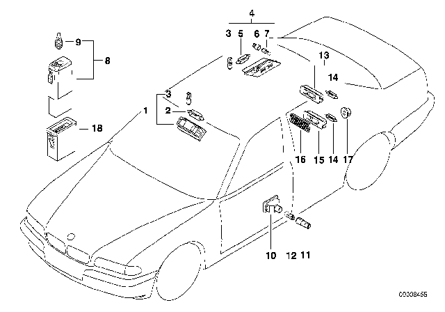 2001 BMW 750iL Various Lamps Diagram 1