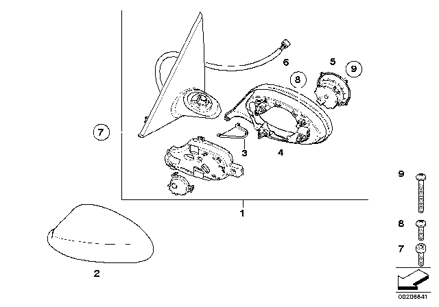 2009 BMW 328i xDrive Outside Mirror Diagram 2