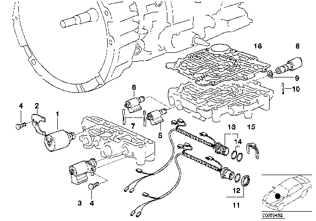 2000 BMW Z3 Solenoid Valve / Cable Set (A4S 270R/310R) Diagram