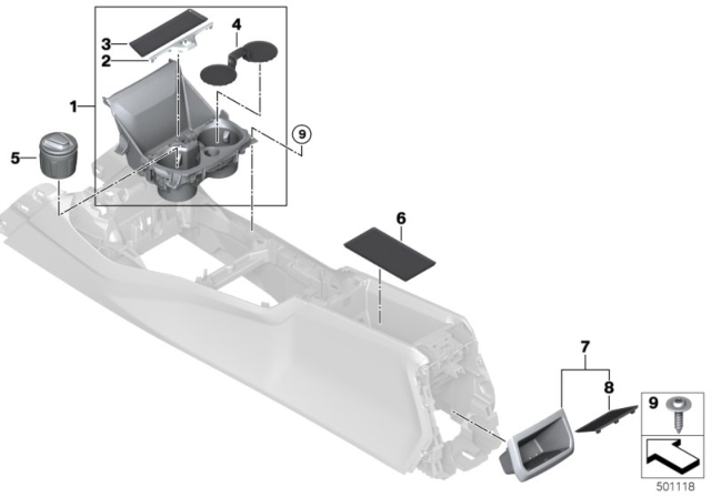 2020 BMW M235i xDrive Gran Coupe STORAGE TRAY, CUP HOLDER, CE Diagram for 51167951771