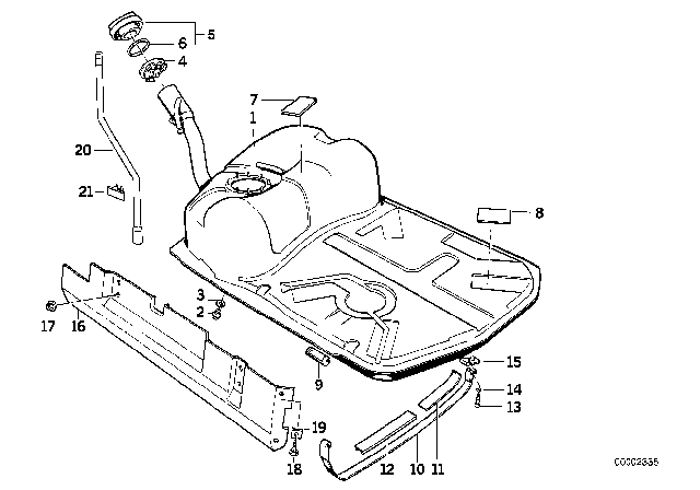 1991 BMW 525i Base Diagram for 16111178676