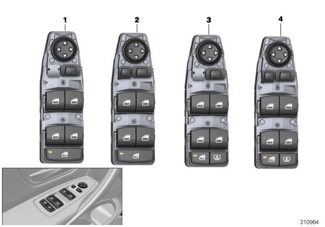 2014 BMW 335i Switch, Window Lifter, Driver's Side Diagram