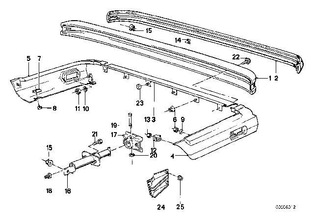 1990 BMW 325i Bumper, Rear Diagram 1