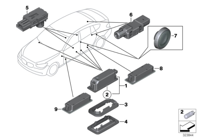 2017 BMW 550i GT xDrive Various Lamps Diagram