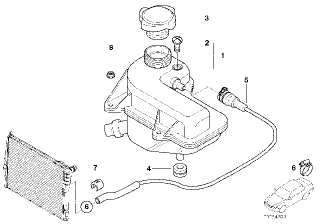 2002 BMW Z3 M Coolant Expansion Tank Diagram for 17102229772