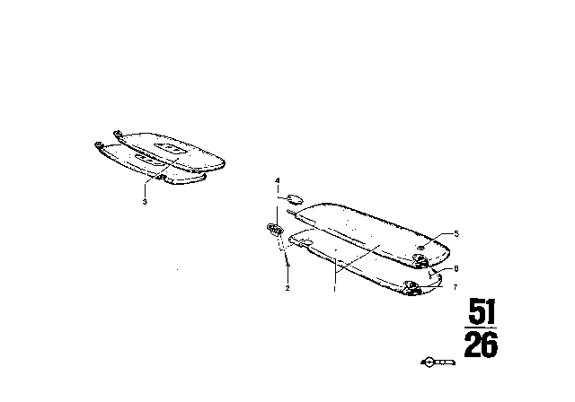 1971 BMW 2002tii Sun Visors Diagram