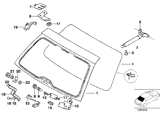 2003 BMW 525i Trunk Lid / Rear Window Diagram