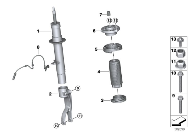 2020 BMW X6 Spring Strut, Front VDC / Mounting Parts Diagram