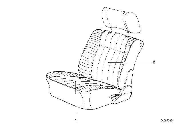 1986 BMW 528e Seat Cover Front Diagram