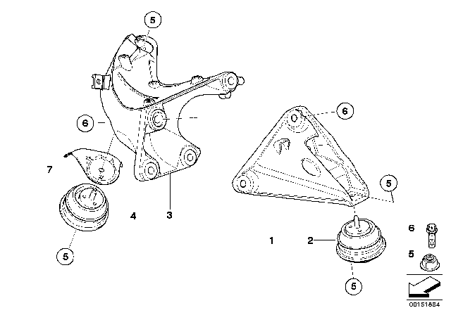 2007 BMW Z4 Engine Mount Diagram for 22116779970