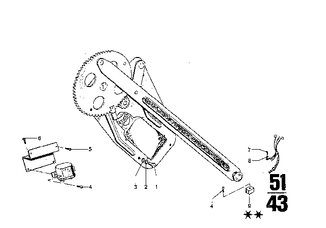 1973 BMW Bavaria Door Window Lifting Mechanism Diagram 5