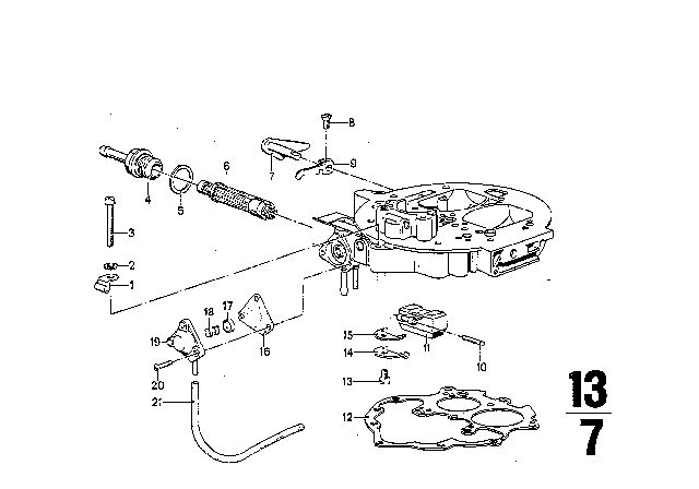 1974 BMW Bavaria Carburetor Cap / Piston / Float Diagram 6