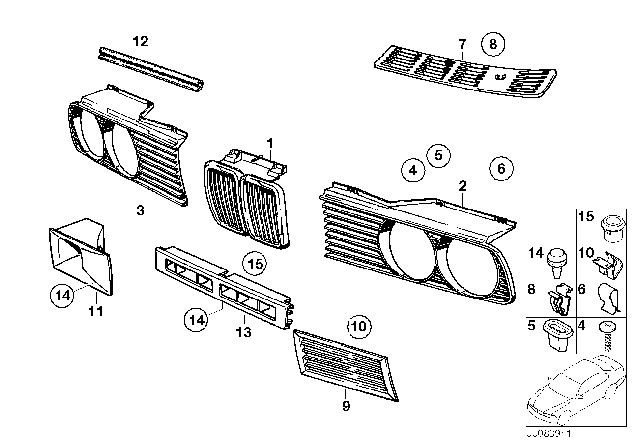 1991 BMW 325i Grille Diagram