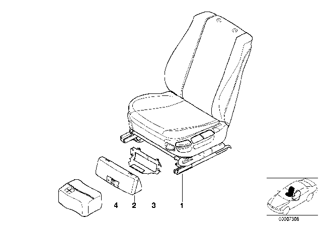 2000 BMW 740i Seat, Front, Complete Seat Diagram 1