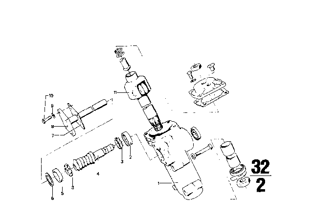 1968 BMW 2002 Steering Box Single Components Diagram 1