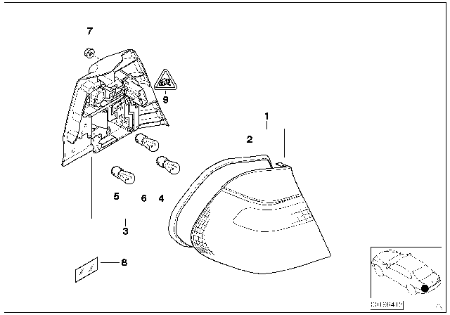 2005 BMW 325i Left Bulb Carrier For White Turn Indicator Diagram for 63216900471