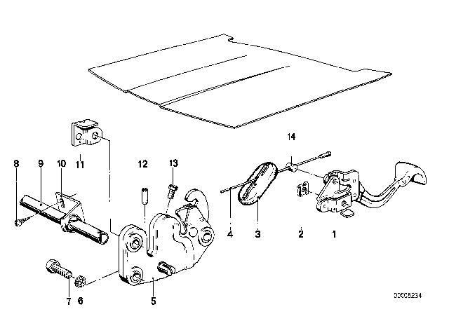 1981 BMW 733i Engine Hood Mechanism Diagram