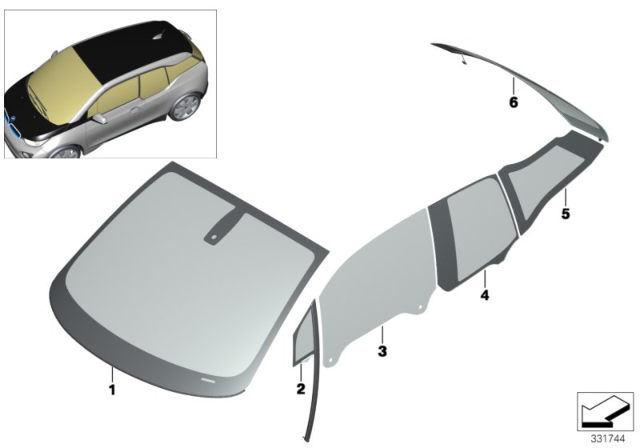 2014 BMW i3 Glazing Diagram