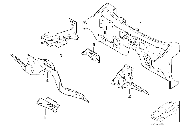 2002 BMW 745Li Splash Wall Parts Diagram