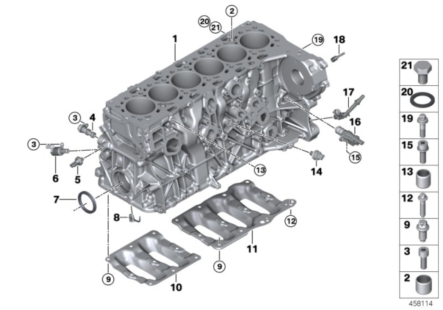 2018 BMW 540d xDrive Engine Block & Mounting Parts Diagram