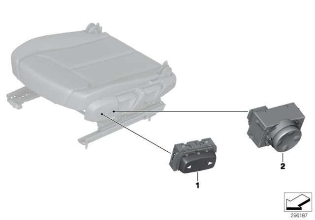 2018 BMW 230i Switch, Seat, Lumbar / Backrest Width Diagram