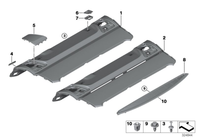 2014 BMW 535d Parcel Shelf, Rear Diagram for 51469197234